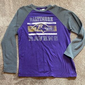 Baltimore Ravens NFL Women's Waffle Knit Raglan Long Sleeve T-shirt Size Large